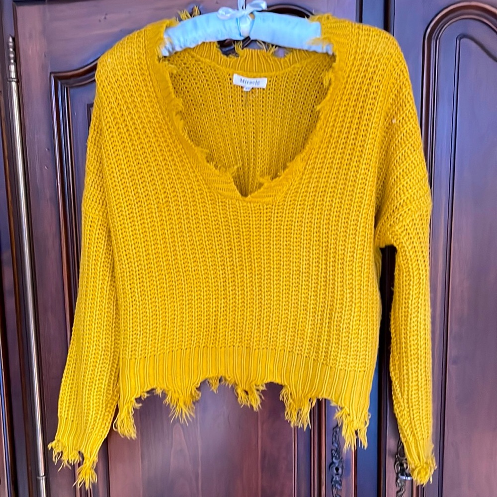 Merigold yellow long sleeve sweater, size small
